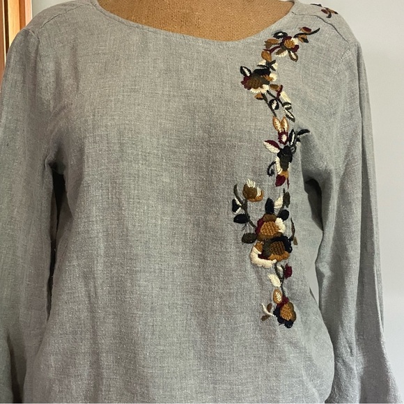 Zara basic embroidered bohemian open back with long tie size M light blue/gray - Picture 2 of 8